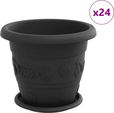 Zdjęcie produktu dla vidaXL Doniczki 24 szt. Czarne Ø 26 x 21,5 cm Tworzywo sztuczne