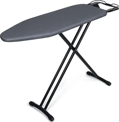 Produktbild von 32 x 93 cm Bügelbrett mit hitzebeständigem Bezug, faltbares höhenverstellbares großes Bügelbrett, dicke Filzauflage, stabile Beine, schwarz