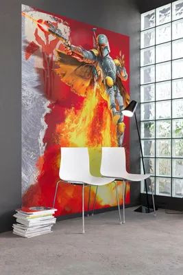 Produktbild von Komar Fototapete "Star Wars Boba Fett", rot/gelb/grau, 184 x 254 cm; 4-440