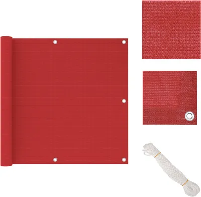 Image de vidaXL Paravent de balcon Rouge 90x300 cm HDPE - Parasols et ombrelles