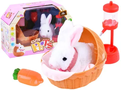 Image de Lapin interactif dans un panier avec accessoires ZA3551 - Blanc
