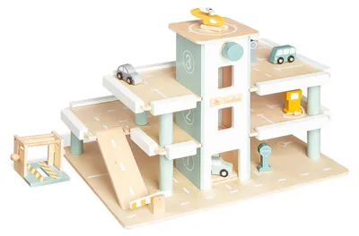 Produktbild von Pinolino Parkhaus 'Kurt' mit Zubehör Teilmassiv: Birke und MDF, klar und bunt lackiert
