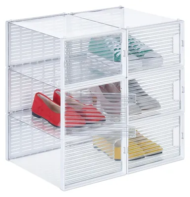Schuhbox-Set 6er, stapelbar, Kunststoff, transparent, bis Gr. 45