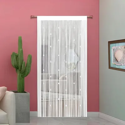 Obrázok produktu pre Korálkový záves 90x200 cm, biely, pre dvere