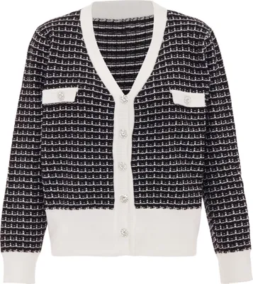 Immagine prodotto di NAEMI cardigan da donna - nero bianco lana, XS/S