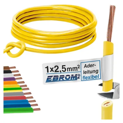 Produktbild von 100 Meter H07V-K 2,5 mm² 1x2,5 mm² (mm2) - Aderleitung flexibel mehrdrähtig // Farben: grün - braun - grün/gelb - dunkelblau - hellblau - weiß - orange - schwarz – gelb - rot oder violett 100 m