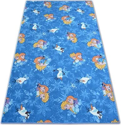 Produktbild von Disney Frozen Die Eiskönigin Elsa Anna Olaf Teppich, Kinderteppich Spielteppich blau 135x95cm