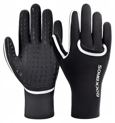 Produktbild von Rockbros Fahrradhandschuhe Vollfinger wasserdicht schwarz L/XL