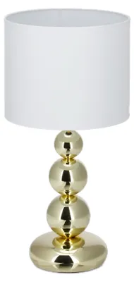 Obrázok produktu pre Stolná lampa Relaxdays Gold, okrúhly tienidlo, originálny dizajn, E27, nočná lampa, VxŠ: 50 x 25 cm, biela/zlatá