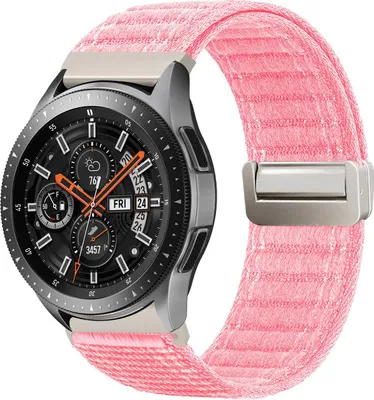 Produktbild von Smartwatch Armband für Samsung Galaxy Watch (2018) 46mm Nylon Textil Band Ersatzband Wechselband Magnetverschluss flexibel atmungsaktiv Rosa