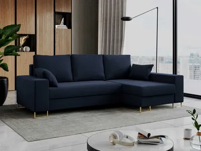 Produktbild von Ecksofa, Bettsofa, L-Form Couch mit Bettkasten - DORIAN-L - Dunkelblau