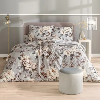 Produktbild von Estella Mako-Satin Bettwäsche Belinda platin 155x220 cm + 80x80 cm + 40x80 cm