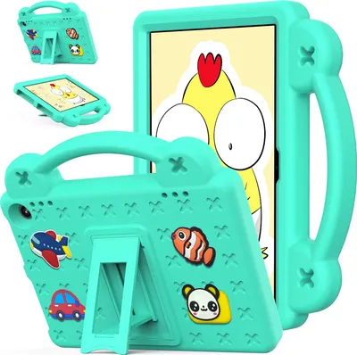 Produktbild von Schutzhülle für Fire HD 8 / Fire HD 8 Plus 2024/2022/2020 Niedliche Hülle für Kinder, Stoßfest mit Griff und Ständer Grün