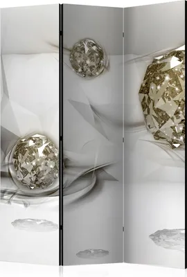 Produktbild von 3-teiliger Doppelseitiger Vlies Paravent - Abstract Diamonds 135x172 cm 3D a-A-0131-z-b