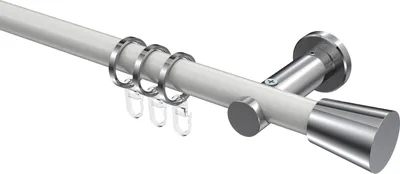 Produktbild von Interdeco Gardinenstange / Vorhangstange Weiß / Chrom, Typ Platon Sitra (Konus), 20 mm Ø 1-läufig, 140 cm