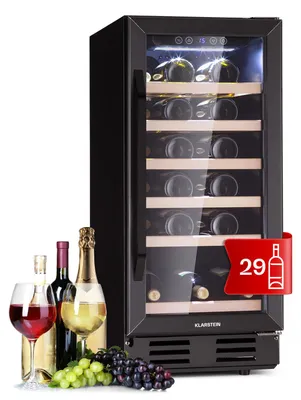 Image de Klarstein Cave a Vin, Réfrigérateur à Vin avec Porte en Verre, Cave à Vin de Vieillissement, Zone Unique, Prosecco, Bière, Ecran Tactile, Réfrigérateur Bar, Frigo, Protection UV, 5-18°C, 31 Bouteilles