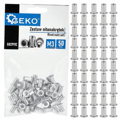 Imagen del producto de Juego de tuercas y tornillos de aluminio M3, con roscas de 0.5 a 1.5 mm, 50 unidades (300)