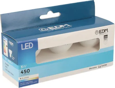 Produktbild von Edm Dichroitische Led-lampe Gu10 5w 450 Lumens 6400k 3 Einheiten Weiß Weiß One Size