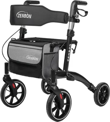 Image de Déambulateur compact pour intérieur : Déambulateur pliable et léger avec siège. Déambulateurs pour personnes âgées, pliables, en aluminium
