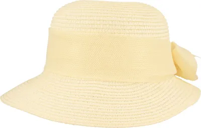 Sportliche Damen Strohschute mit Schleifevon Hut-Breiter in beige