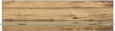 Produktbild von Wandboard mit Glasablage JANNE 117,5 x 36 x 25cm Balkeneiche furniert. Die Ware ist zerlegt, mit Aufbauanleitung zur einfachen Selbstmontage.