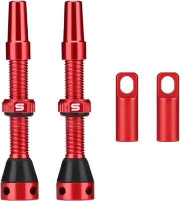 Productafbeelding van Tubeless ventielen Presta - Set van 2 - 40 mm - Rood - Met ventieltool
