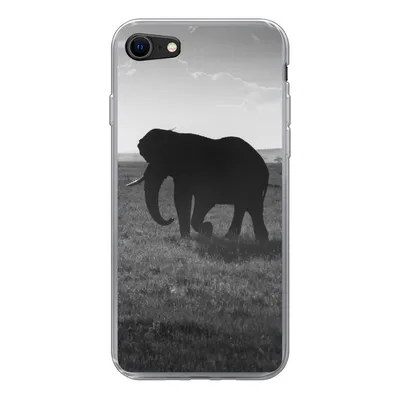 Produktbild von MuchoWow® Handyhülle Schutzhülle Hülle für iPhone 8 Elefant - Einfarbig - Tiere - Schwarz und weiß Silikon Softcase Handy Hülle - Schutzhaube