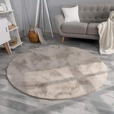 Produktbild von TT Home Wohnzimmer Teppich Hochflor Langflor Kunstfell Weich Modern Unifarben Flauschig Größe 160 cm Rund