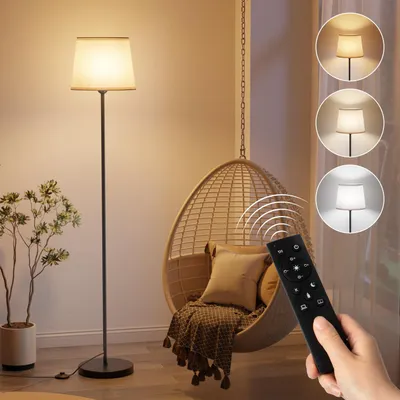 LED Stehlampe, dimmbar 3000K-6000K, 800 lm, mit Fernbedienung, weiß