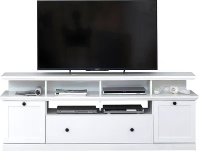 Produktbild von Lowboard weiß mit Aufsatz 177 cm BERGAMA-19 im Landhausstil, B/H/T: ca. 177/65/41 cm