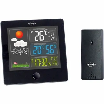 Image de Station météo noire avec écran couleur INOVALLEY