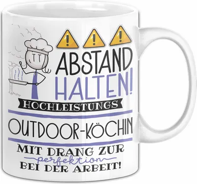 Produktbild von Outdoor-Köchin Tasse Geschenk Lustig Abstand Halten Hochleistungs-Outdoor-Köchin Mit Drang Zur Perfektion Bei Der Arbeit (Weiß)
