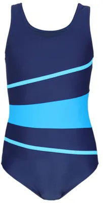 Produktbild von Aquarti Mädchen Badeanzug mit Ringerrücken, Farbe: 026A Dunkelblau / Türkis / Himmelblau, Größe: 164
