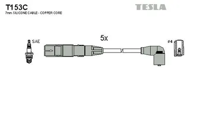 Image de TESLA T153C Kit de câbles d'allumage pour VW Golf IV bicorps (1J1) Bora Limousine (1J2)