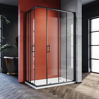 Productafbeelding van Hoekdouchecabine 70x120 cm Zwart Schuifdeur Veiligheidsglas