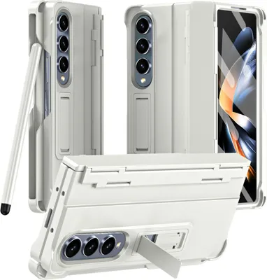 Produktbild von Handyhülle für Samsung Galaxy Z Fold 4 5G mit Pen, Scharnierschutz Hart Robuste Stoßfest Hülle mit Displayschutzfolie Weiß