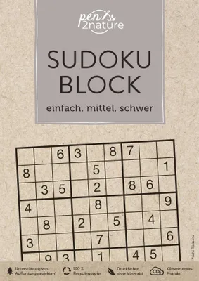Produktbild von Sudoku-Block: einfach, mittel, schwer. 192 Sudokus in 3 Schwierigkeitsstufen