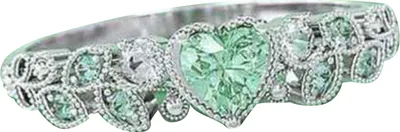 Produktbild von Exquisiter, herzförmiger, mit Strasssteinen eingelegter Ring für Damen, Verlobungsschmuck, Geschenk-Grün,US 8