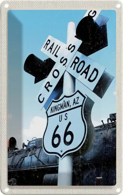 Produktbild von vianmo Blechschild 18x12 cm Amerika Route Urlaub 66 Kingman AZ Crossing Bildmotiv Reisemotiv Abenteuer Reisen