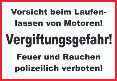 Produktbild von Vorsicht beim laufen lassen von Motoren Schild A3 Rückseite selbstklebend