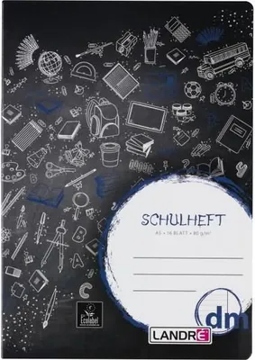 Produktbild von LANDRÉ Schulheft A5, 16 Blatt, 80 g/m², Lineatur 11 (dm, mit Rand)