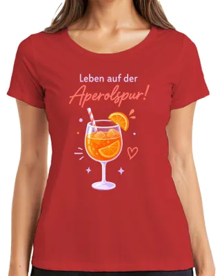 Productafbeelding van Leven in het teken van Aperol! Zomercocktail, Spritz, meidenavond, feest, dames T-shirt, rood, maat M
