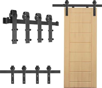 Produktbild von UISEBRT 366cm System drzwi przesuwnych Okucia do drzwi przesuwnych Szyna do drzwi drewnianych Drzwi przesuwne Max.130KG Drzwi metalowe Drzwi przesuwne Drzwi przesuwne do grubości 35mm-45mm