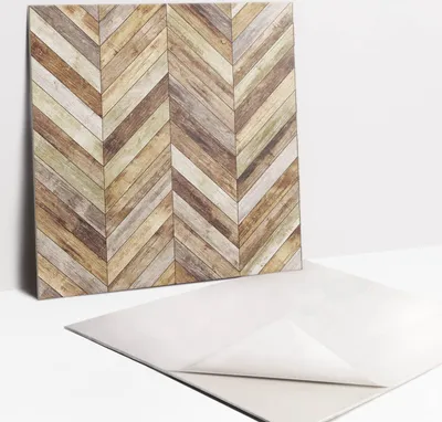 Obrázok produktu pre Samolepiace vinyleové dlaždice - Nálepky na Stenu - Podlahu - Sada 9 Kusov - 30x30 cm - Desky ve tvaru rybí kosti
