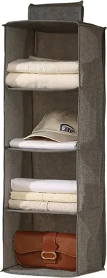 Image de INF Organisateur de Placard Suspendu Gris à 4 Étagères - Rangement en Tissu Non-Tissé
