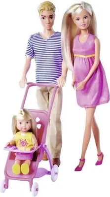 Zdjęcie produktu dla Lalka Steffi w Ciąży z Kevinem i Evi Wózek, 29 cm, 30 cm, 12 cm, 11 Akcesoriów, Simba Toys