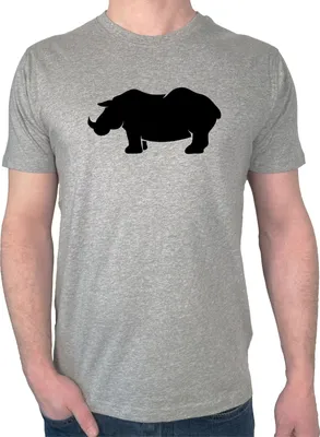 Produktbild von Huuraa Herren T-Shirt Nashorn Silhouette L Sport Grey Bio Baumwolle Fairtrade Herrenshirt Geschenkidee