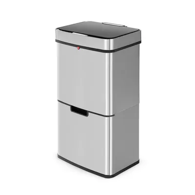 Produktbild von Hailo Öko Vario XL - Mülltrenner - Vollautomatische Deckelöffnung durch Sensortechnik - 50 Liter - Edelstahl, Kunststoff