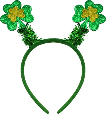 Produktbild von Oblique Unique Haarreifen mit Glitzer Kleeblätter in grün gold mit Lametta Haarreif für Fasching Karneval Motto Party