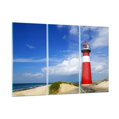 Produktbild von Bilder auf glas - Turm Leuchtturm Ozean Ufer - 105x70cm - Glasbilder - Wandbilder - Kunstdruck - zum Aufhängen bereit - Wanddekoration aus Glas - Glas Bilder - Wandbild auf Glas - GCE105x70-2395